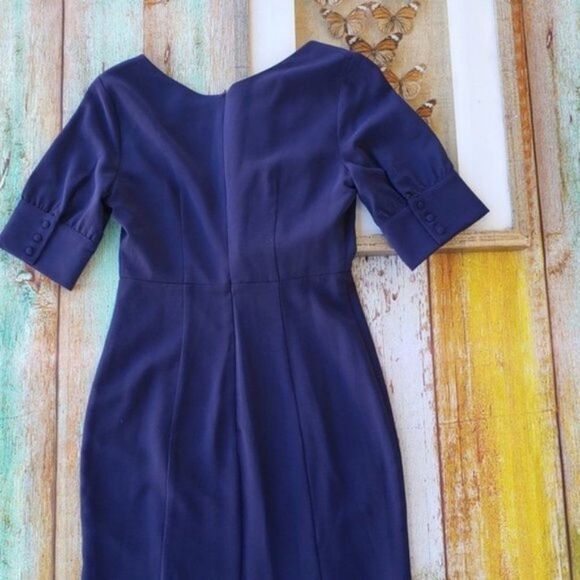 Modcloth Liza Luxe Navy Blue Fitted Wiggle Pencil Pin Up Midi Sheath Dress S - Picture 7 of 8